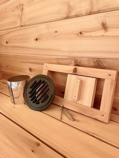 INTERIOR AND EXTERIOR SAUNA VENT COVER COMBINATION